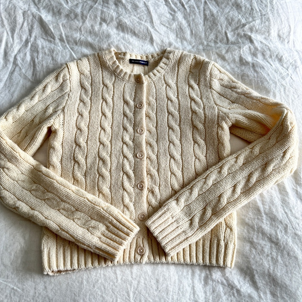 Brandy Melville Cream Cable Knit Cardigan
